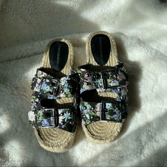 Rebecca Minkoff Women’s Jodi Slide Sandals,Black Flower - Picture 4 of 15